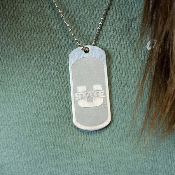 u-state silver dog tag necklace